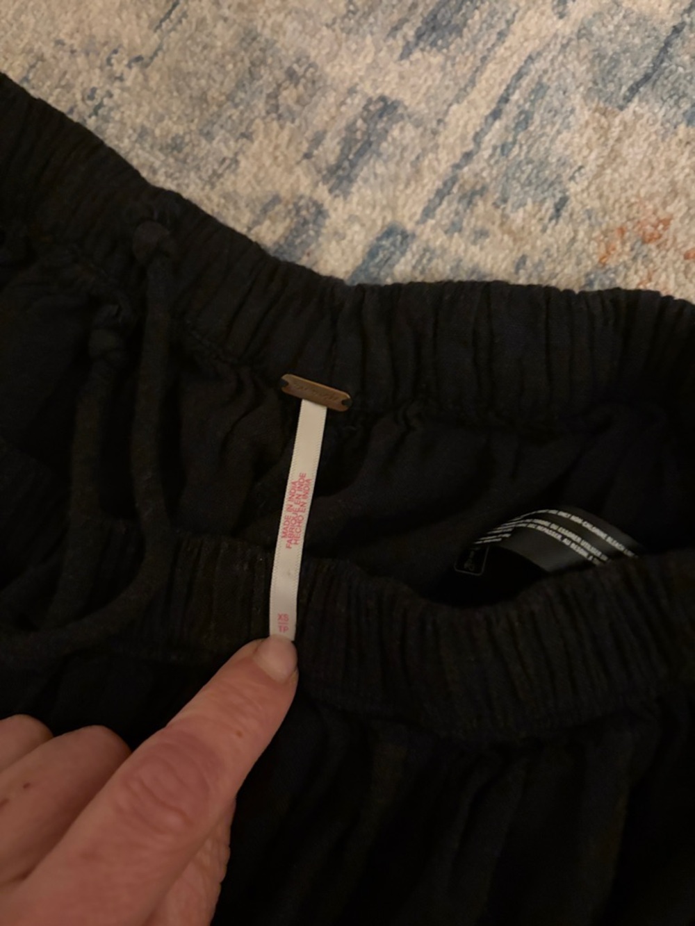 Free People Black Wide-Leg Drawstring Pants - Picture 2 of 3